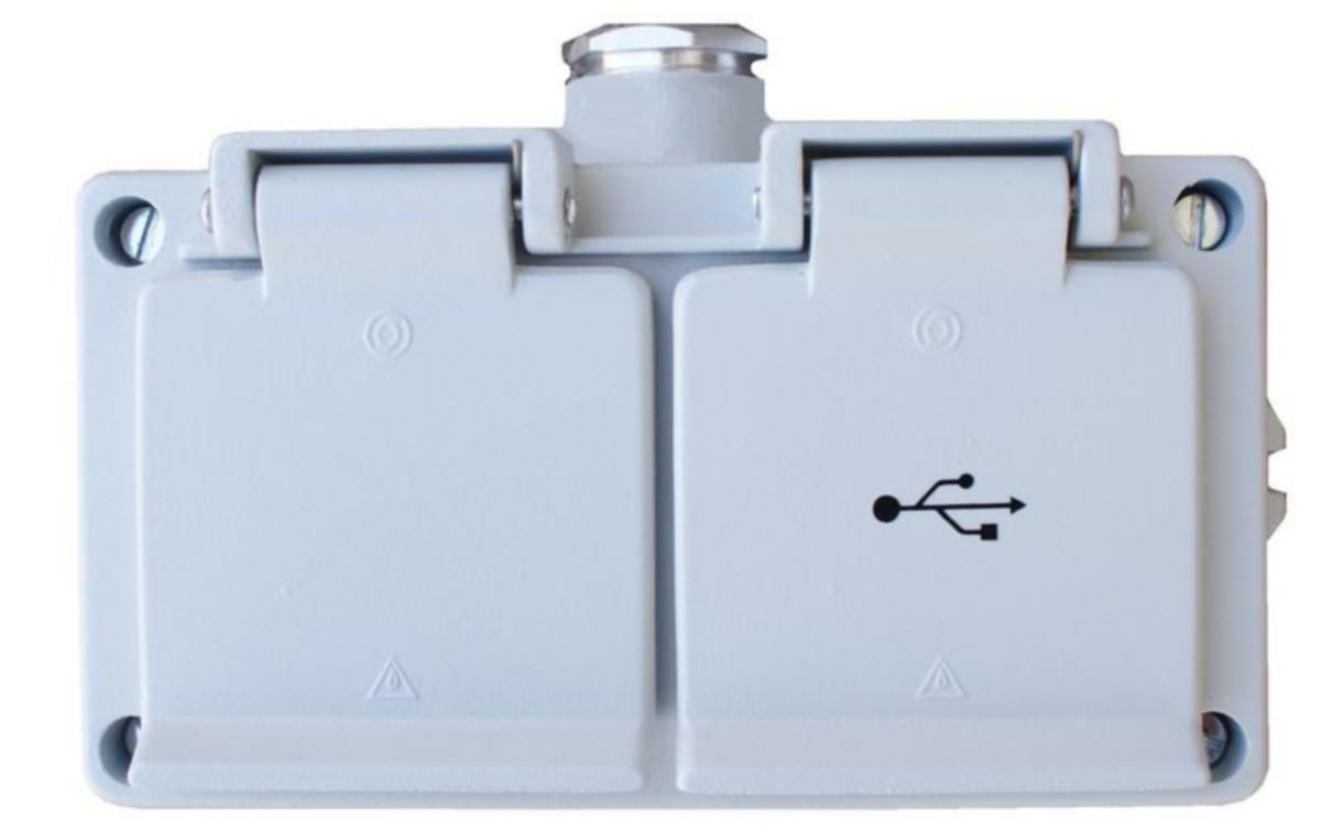 Pistorasia Selcast USB+Schuko IP44 - PISTORASIA SELCAST 2-OS 16A 1xUSB 1xPK16 HAR IP44