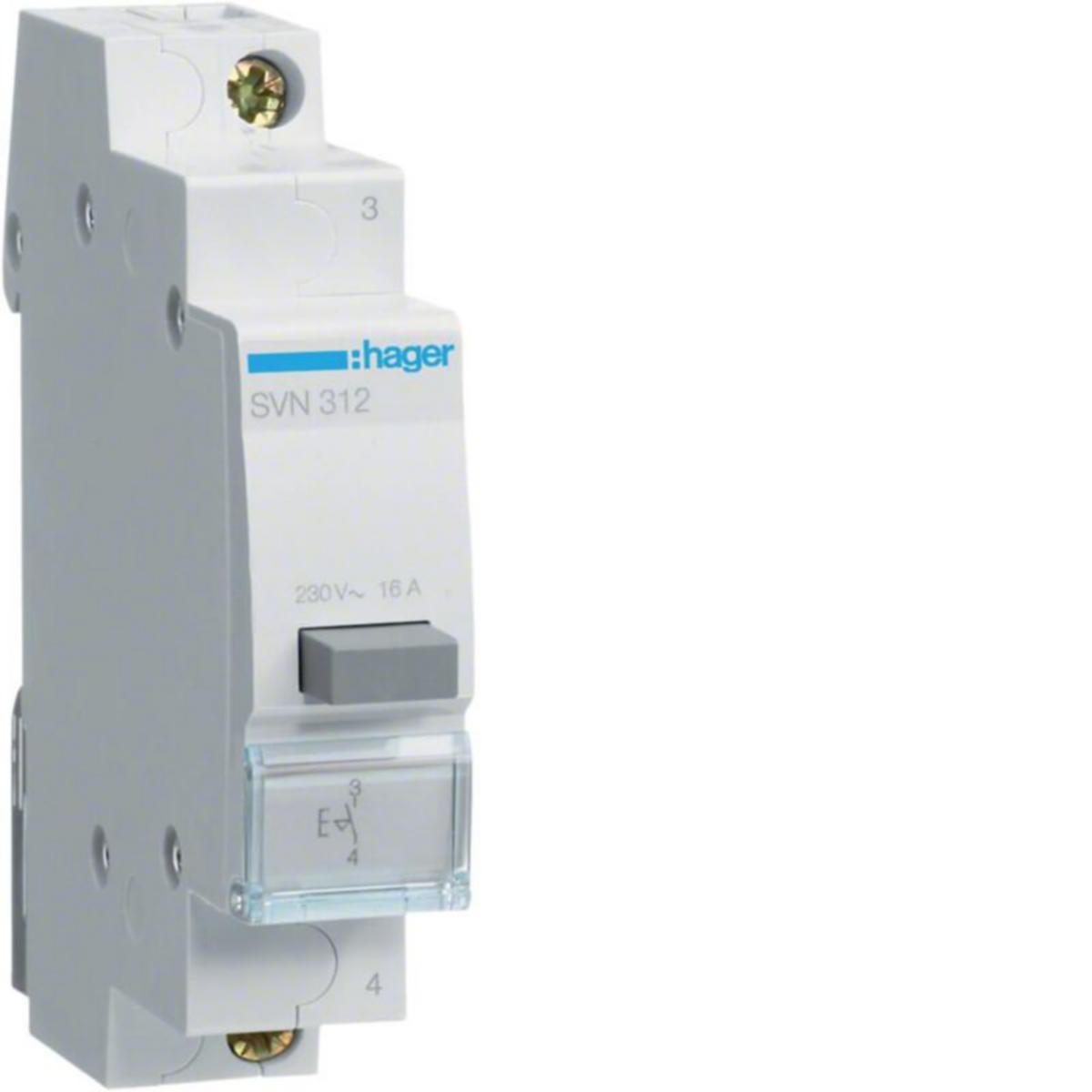 Painokytkin Hager - PAINIKEKALUSTE DIN HAGER SVN312 1S 230VAC