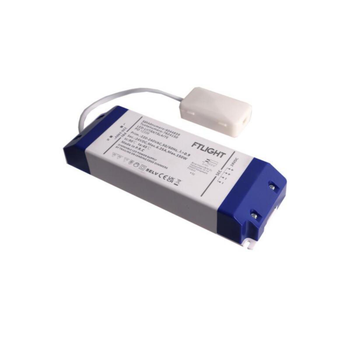 Elektroninen liitäntälaite FTLight Triac kytkentäboksilla - ELEKTRONINEN LIITÄNTÄL FTLIGHT 150W 24V IP20 TRIAC