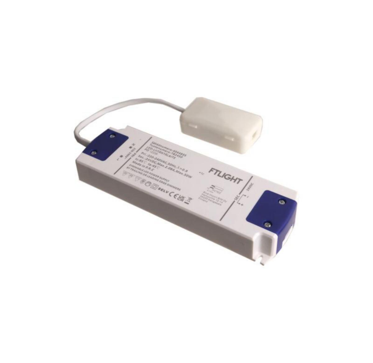 Elektroninen liitäntälaite FTLight Triac kytkentäboksilla - ELEKTRONINEN LIITÄNTÄL FTLIGHT 50W 24V IP20 TRIAC