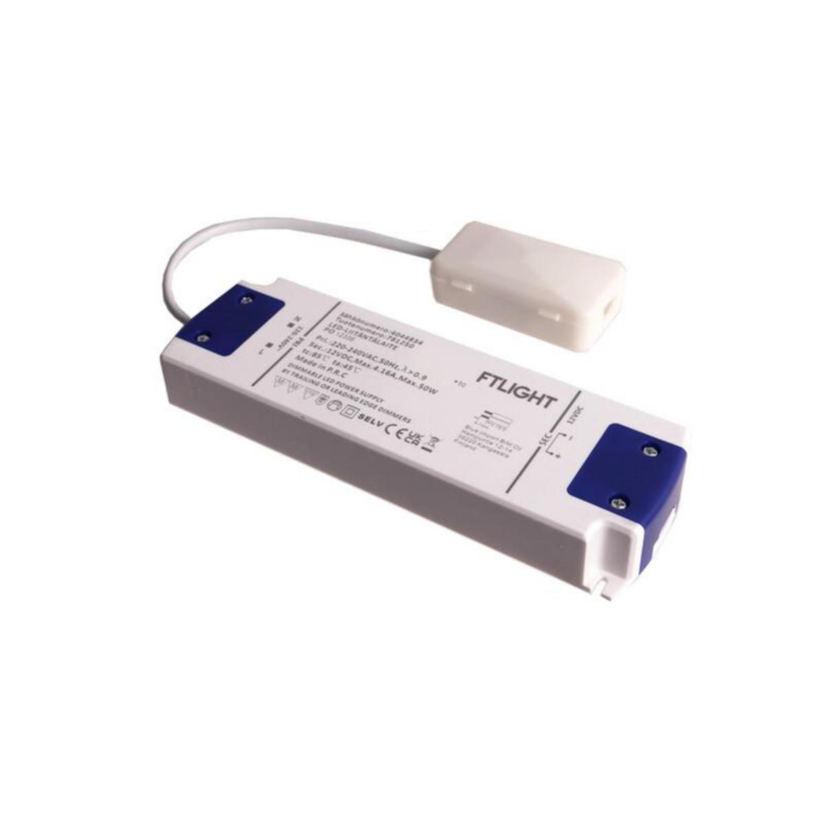 Elektroninen liitäntälaite FTLight Triac kytkentäboksilla - ELEKTRONINEN LIITÄNTÄL FTLIGHT 50W 12V IP20 TRIAC