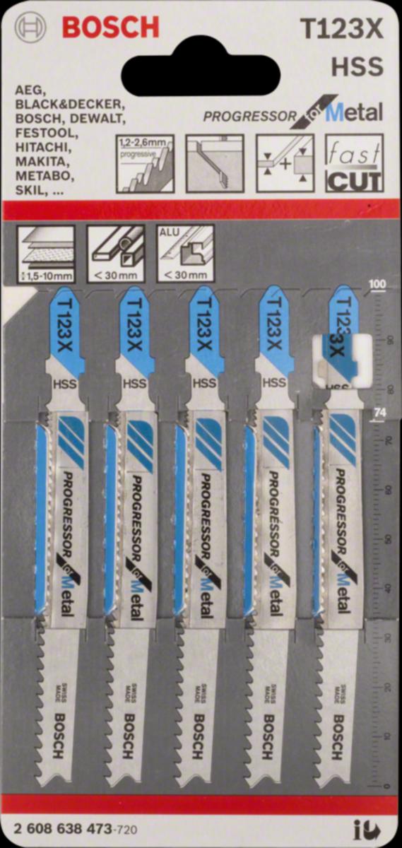 Pistosahanterä Bosch T123XF Progressor for Metal - PISTOSAHANTERÄ METALLILLE BOSCHT 123 X 5 KPL