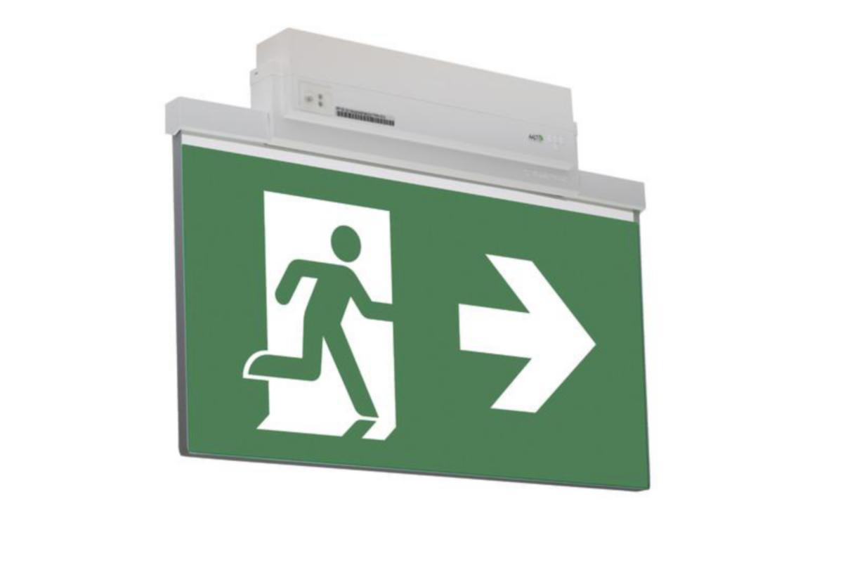 Poistumistievalaisin Teknoware Opas 81, sis. opasteet, 2-puoleinen, nuoli sivulle, 40m - OPASTEVALAISIN TEKNOWARE OPAS 81 Y8153WM153 40M