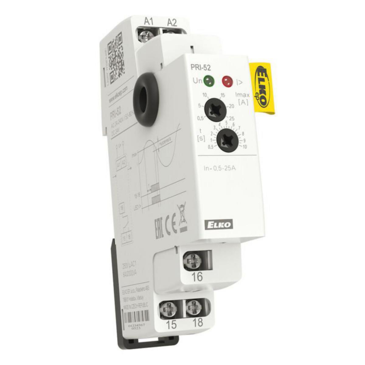 Virranvalvontarele Elko EP PRI-52 - VALVONTARELE VIRTA ELKO EP 1VK 8A 0.5-25A VIIVE 0.5-10S
