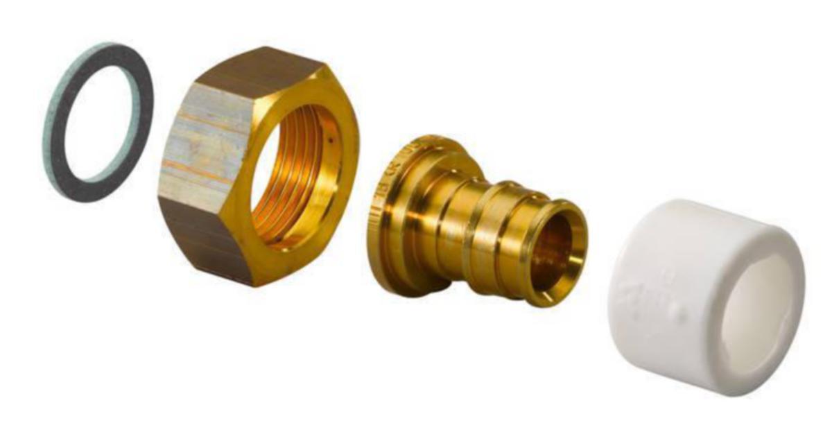 Suoraliitin Uponor Q&E pyörivä mutteri sk DR niklattu (NKB-mitoitus) - SUORALIITIN NIKL. NKB UPONOR Q&E DR 15-3/4" PYÖR.MUT