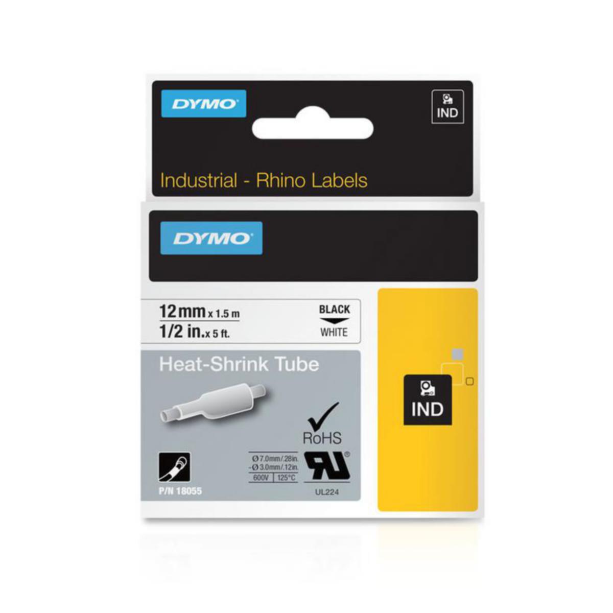 Merkintäkutisteletku Dymo Rhino - MERKINTÄKUTISTELET RHINO DYMO 12mm MU TXT VALKOISELLA