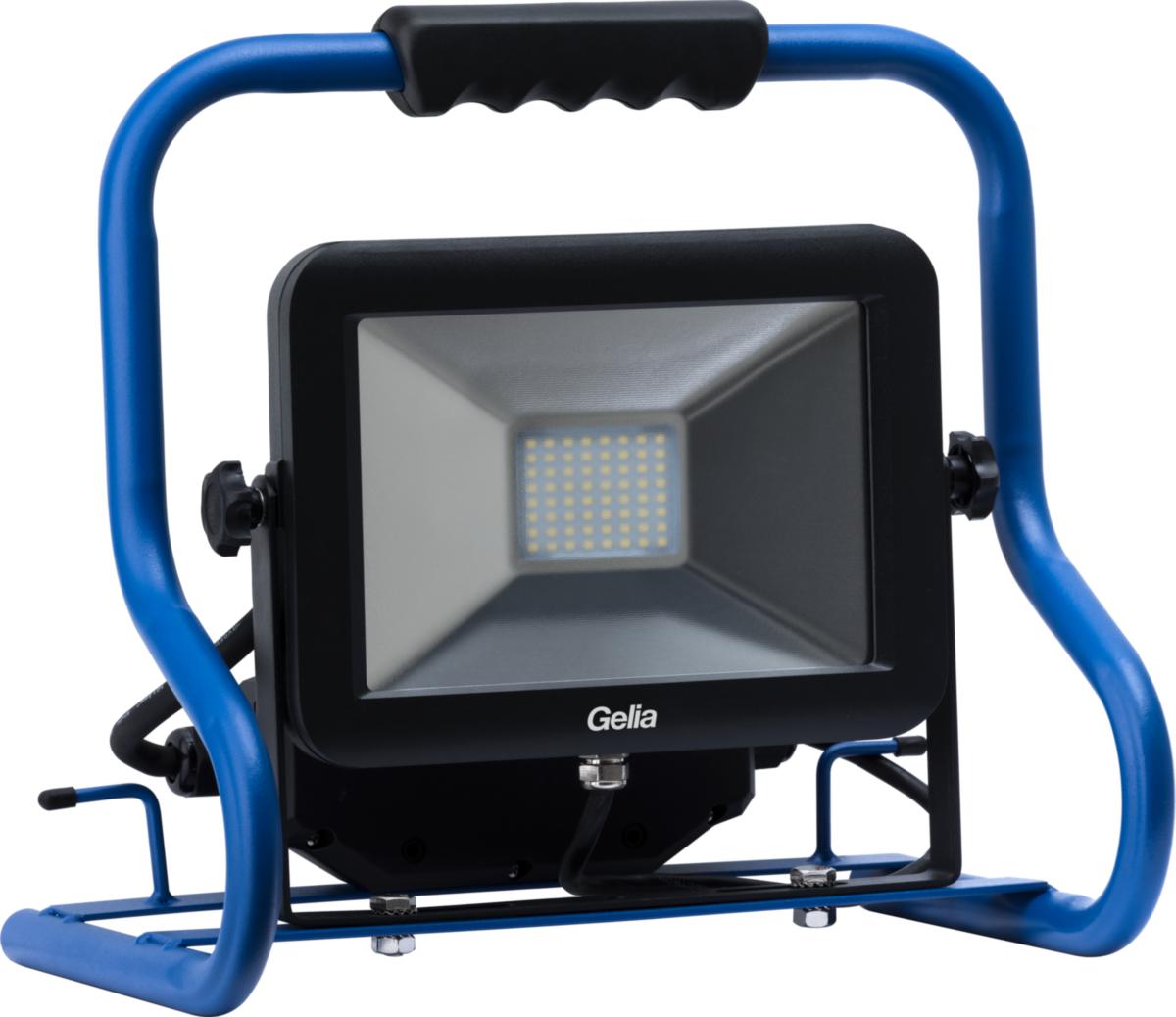 Työmaavalaisin LED Gelia 50W IP54 T50S lattiajalustalla - TYÖMAAVALAISIN LED 50W IP54 6500K 3M KAAPELI PISTOTULP