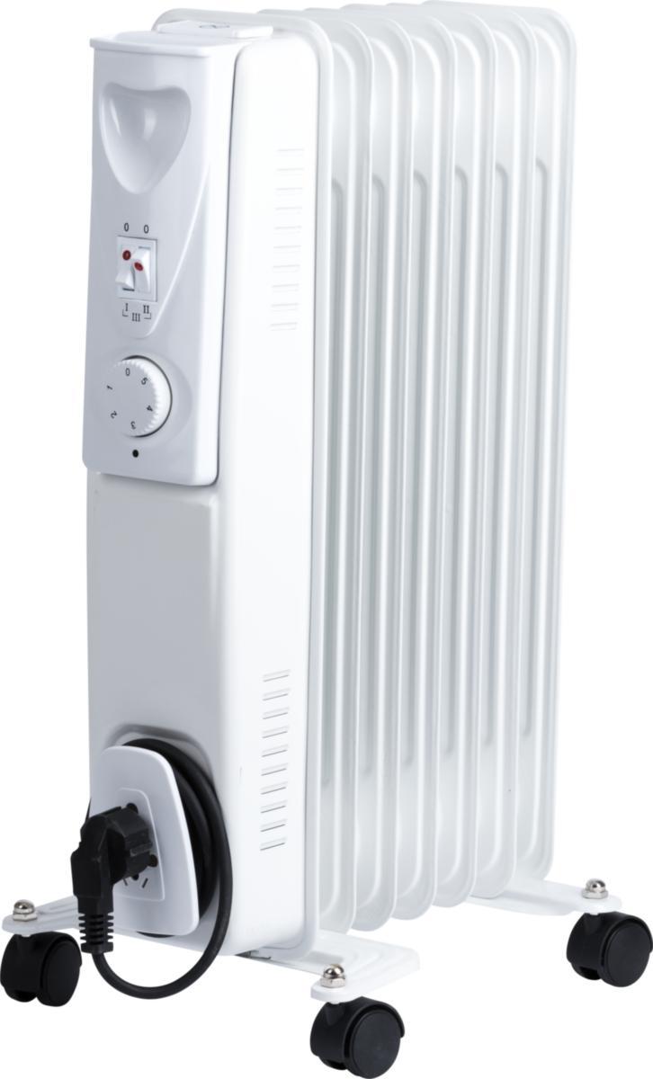 Öljytäytteinen lämmitin, 600/900/1500W, pyörillä, 7 ripaa, IP20, Gelia - ÖLJYLÄMMITIN 1500W VALKOINEN IP20 PYÖRILLÄ 600/900/1500W