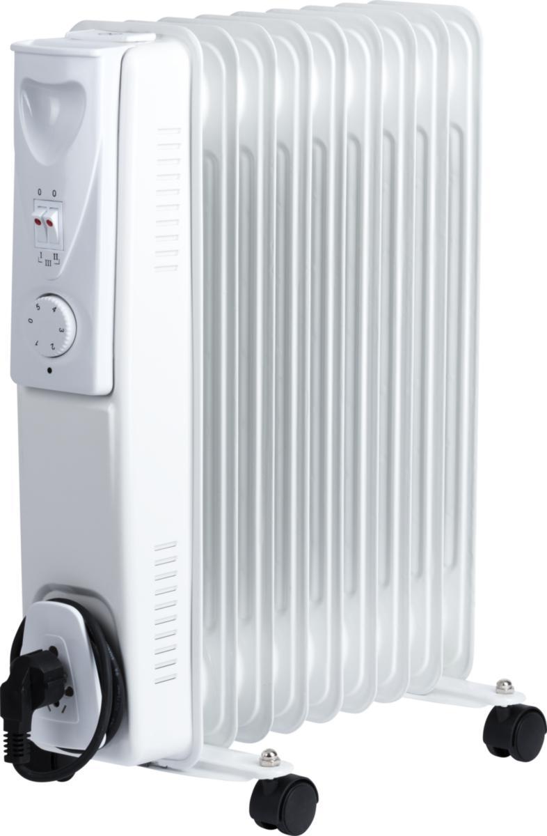 Öljytäytteinen lämmitin, 800/1200/2000W, pyörillä, 9 ripaa, IP20, Gelia - ÖLJYLÄMMITIN 2000W VALKOINEN IP20 PYÖRILLÄ 800/1200/2000W