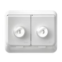 Wall socket 2-way surface-mounted socket with flap cover and lock IP44