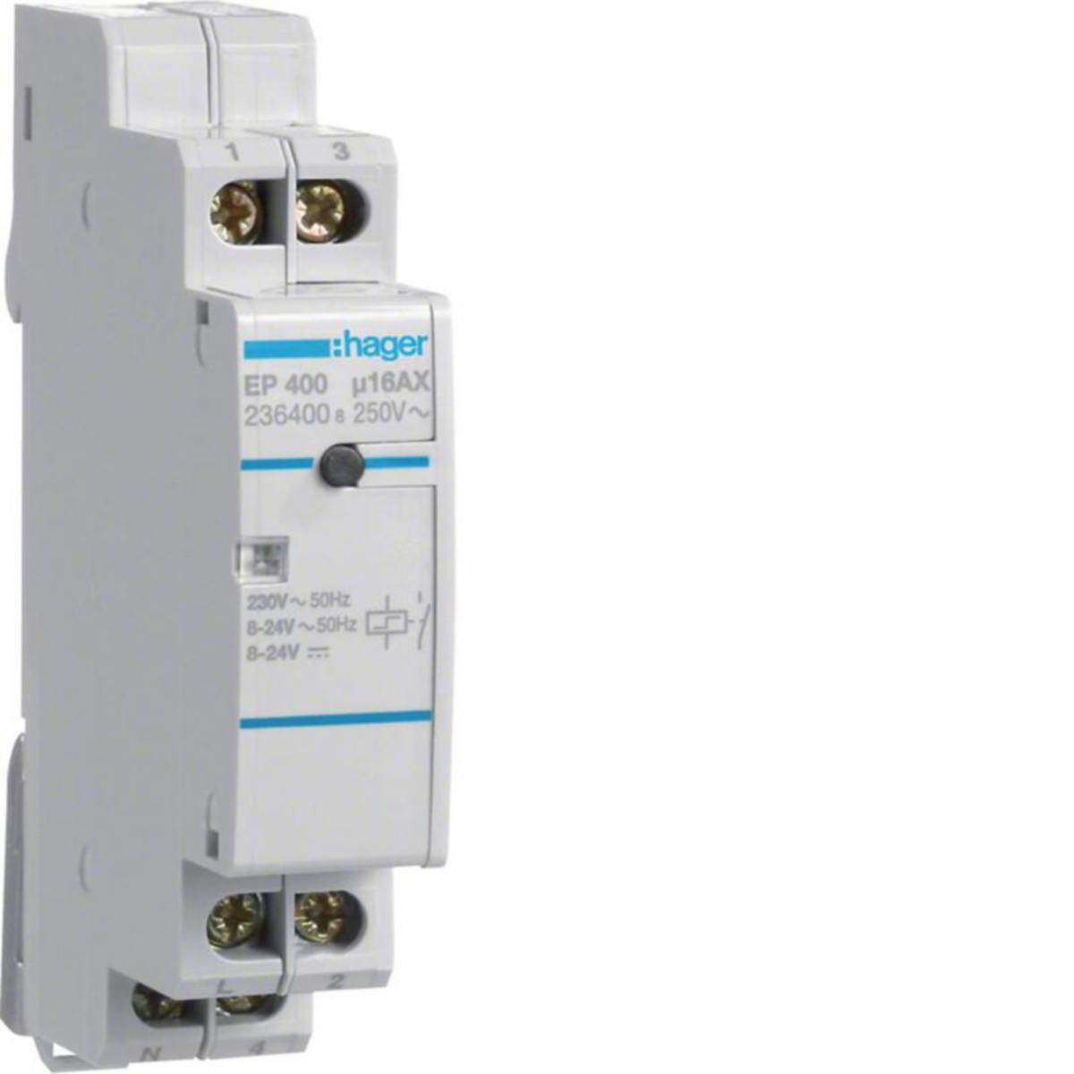 Sysäysrele Hager - SYSÄYSRELE HAGER EP400 1S 16A 230V/8-24V AC/DC