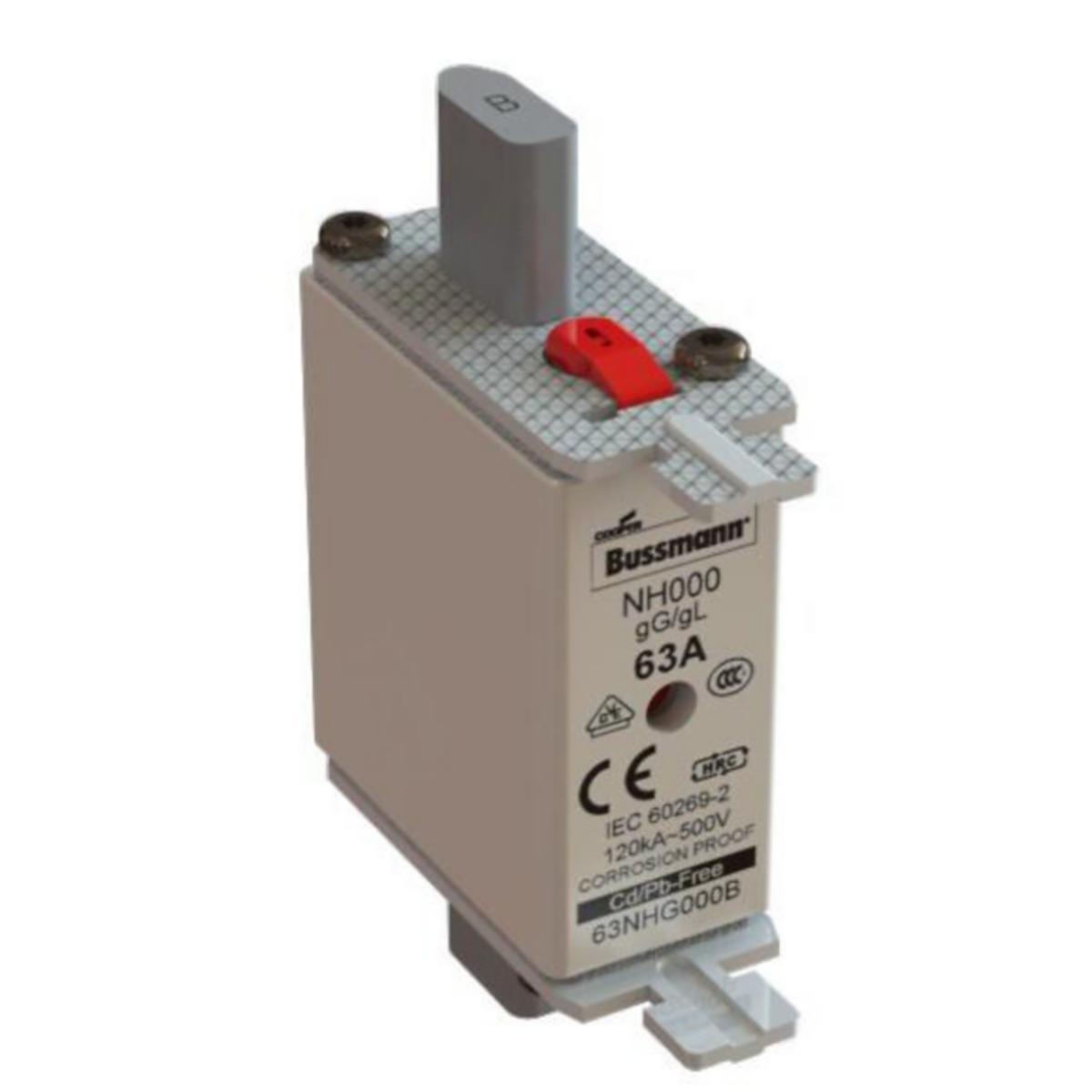 Kahvasulake Bussmann 500VAC - KAHVASULAKE BUSSMANN 63NHG000B 500VAC gG-gL 63A 000