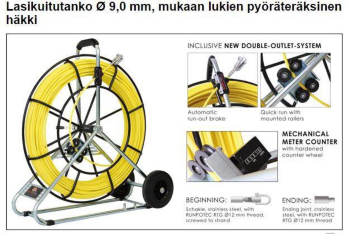 Vetojousitarvike Runpotec - VETOJOUSITARVIKE RUNPOTEC KAAPELIKÄÄRME 120 M, 9,0 MM