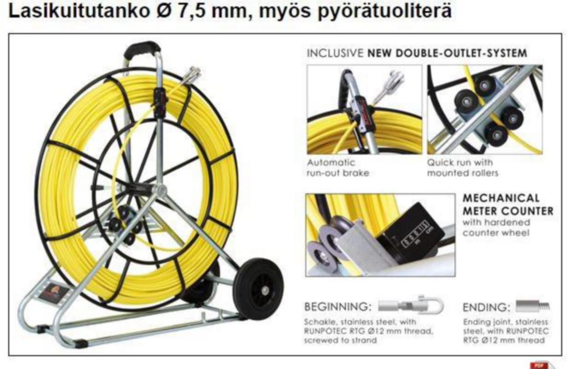 Vetojousitarvike Runpotec - VETOJOUSITARVIKE RUNPOTEC KAAPELIKÄÄRME 120 M, 7,5 MM