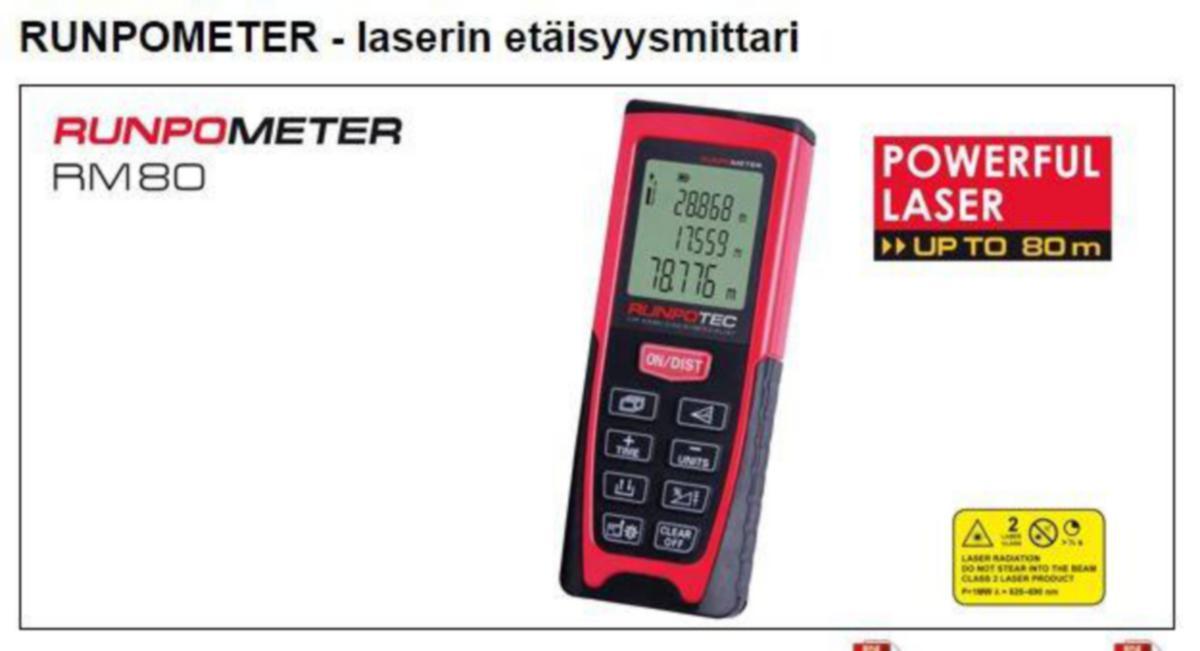 Etäisyysmittari Runpotec - ETÄISYYSMITTARI RUNPOTEC ETÄISYYSMITTARI RM 80