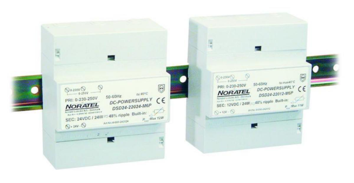 Virtalähde Noratel DC IP40 DSD 35 mm DIN-kiskoon - VIRTALÄHDE NORATEL DSD24-22024M6P 24W 1A <48% DIN