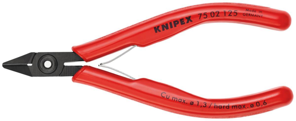 Elektroniikkapäätyleikkurit Knipex 7502 125 - ELEKTRONIIKKASIVULEIKKURI KNIPEX 125MM. JOUSITERÄS 0.4MM
