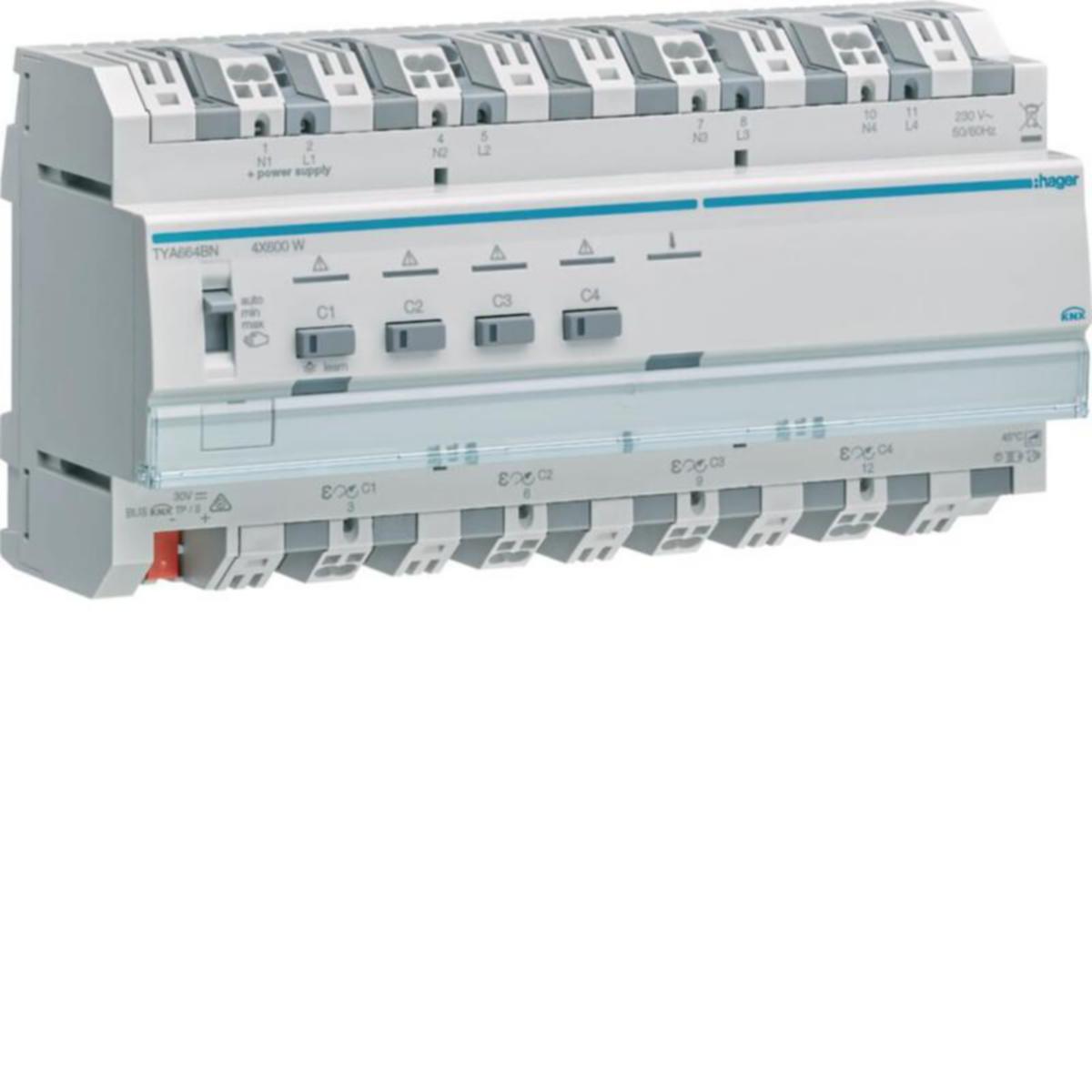 Valonsäädin KNX Hager KNX ETS - VALONSÄÄDIN KNX KNX ETS TYA664BN 4X600W RLCPD DIN