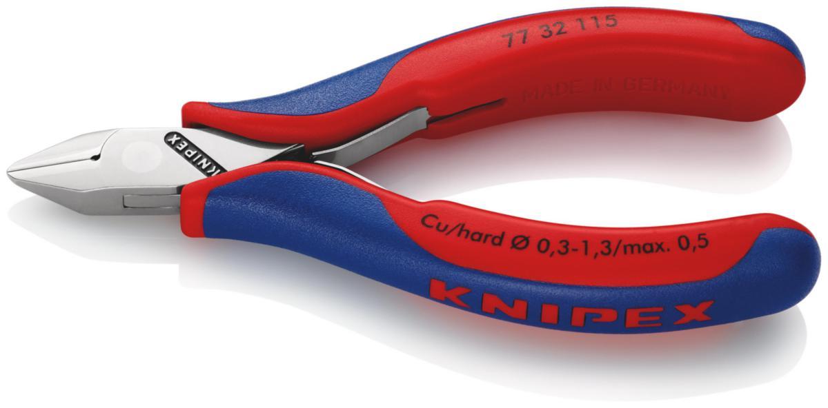 Elektroniikkapäätyleikkurit Knipex 7732 115 - ELEKTRONIIKKASIVULEIKKURI. KNIPEX 115MM. PUOLIKOVAT 1.0MM