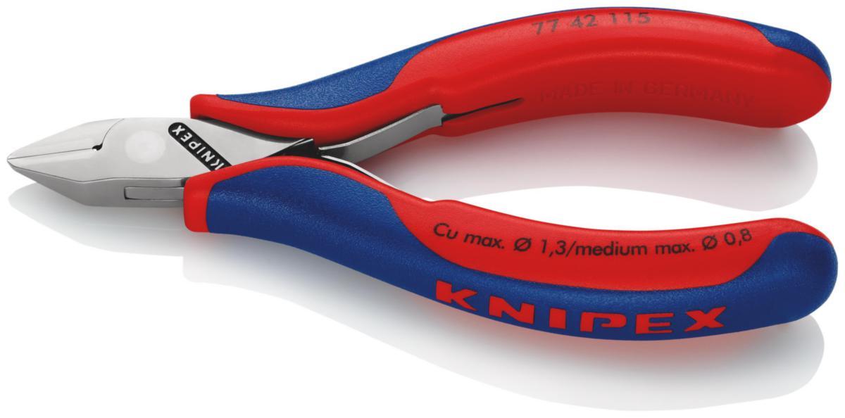Elektroniikkapäätyleikkurit Knipex 7742 115 - ELEKTRONIIKKASIVULEIKKURI. KNIPEX 115MM. PUOLIKOVAT 0.8MM