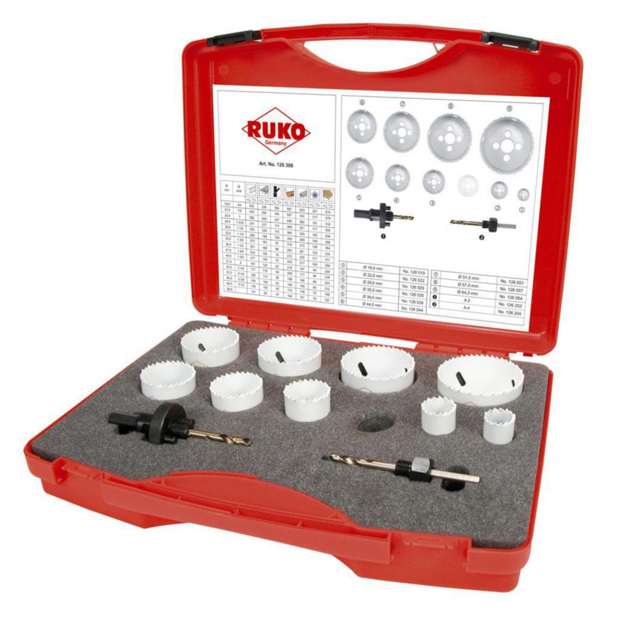 Reikäsahasarja Ruko HSS Co 16.0-83.0mm 15osaa - REIKÄSAHASARJA 16-83MM HSSCO 1-OS. RUKO