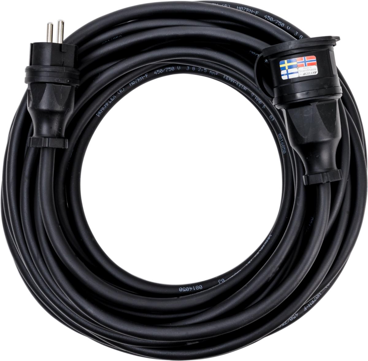 Jatkojohto, maadoitettu, kannella, ulkokäyttöön, erityisen vahva, 3G2.5 - JATKOJOHTO 15M 3G2.5 H07RN-F SCHUKO KANNELLA