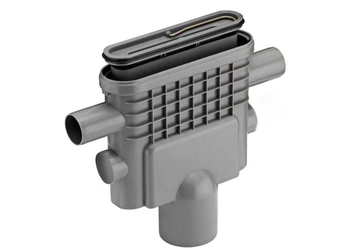 Viemärikaivo Unidrain pysty sivuliitoksilla - LATTIAKAIVO LINJA VESILUKOLLA UNIDRAIN 75 PYSTY/2X40 SIVUL