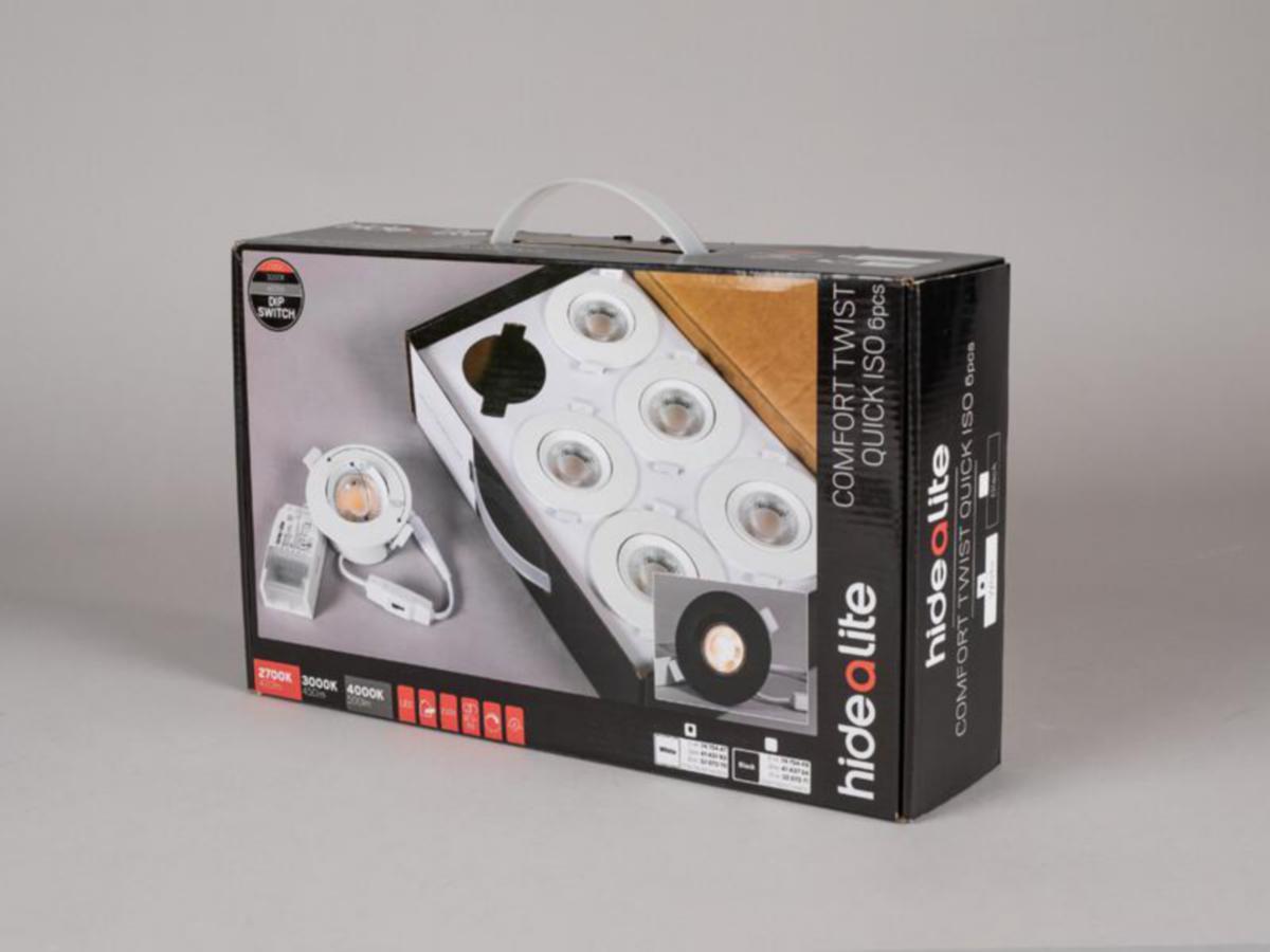 Alasvalo Hide-a-lite Comfort Twist Quick - ALASVALO COMFORT TWIST QUICK IP44 6,5W 2/3/4K TILT BL 6PACK