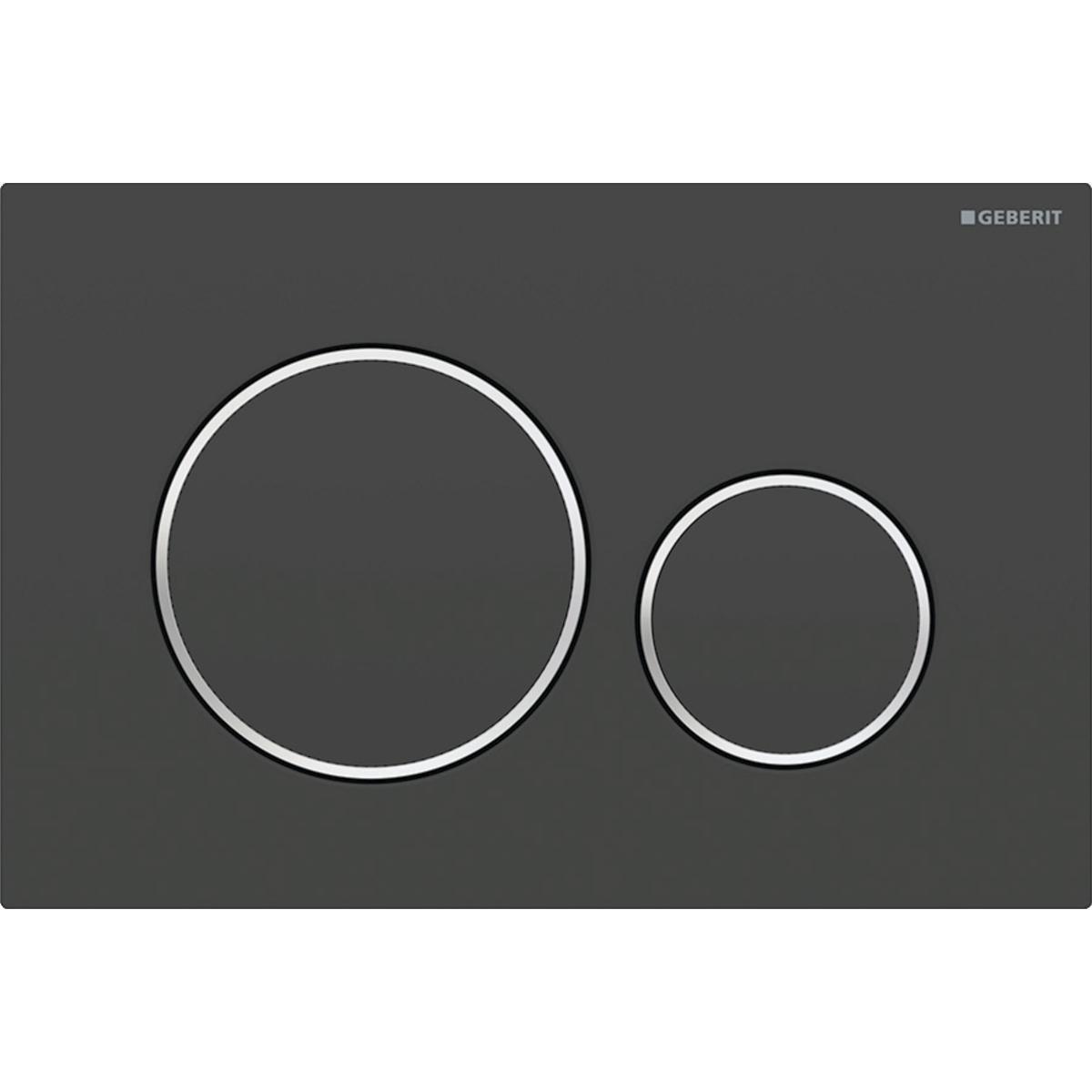 Huuhtelupainike Geberit Sigma 20 Round - HUUHTELUPAINIKE SIGMA20 2-H ROUND MAT.MUSTA/KROMI