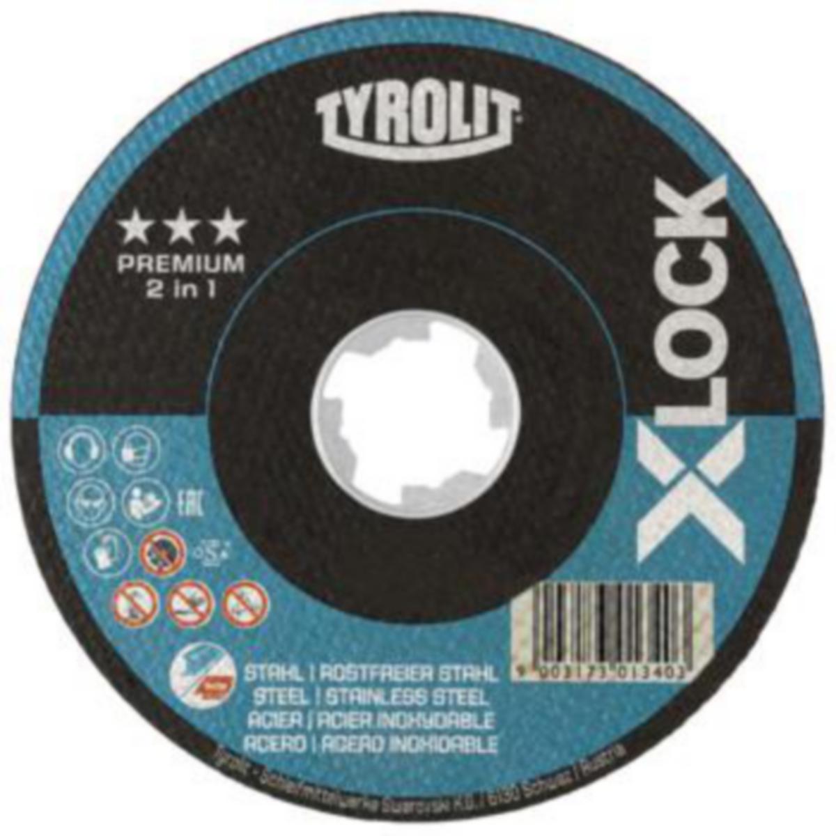 Katkaisulaikka Tyrolit Premium*** X-Lock 2in1 teräs ja RST kulmahiomakoneeseen - KATKAISULAIKKA X-LOCK TYROLIT PREM 2IN1 125X1.0X22