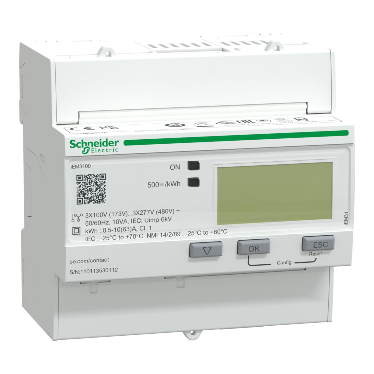 Energiamittari Schneider Electric Acti 9 iEM3000-sarja - ENERGIAMITTARI ACTI 9 IEM3100 KWH-MITTARI 63A