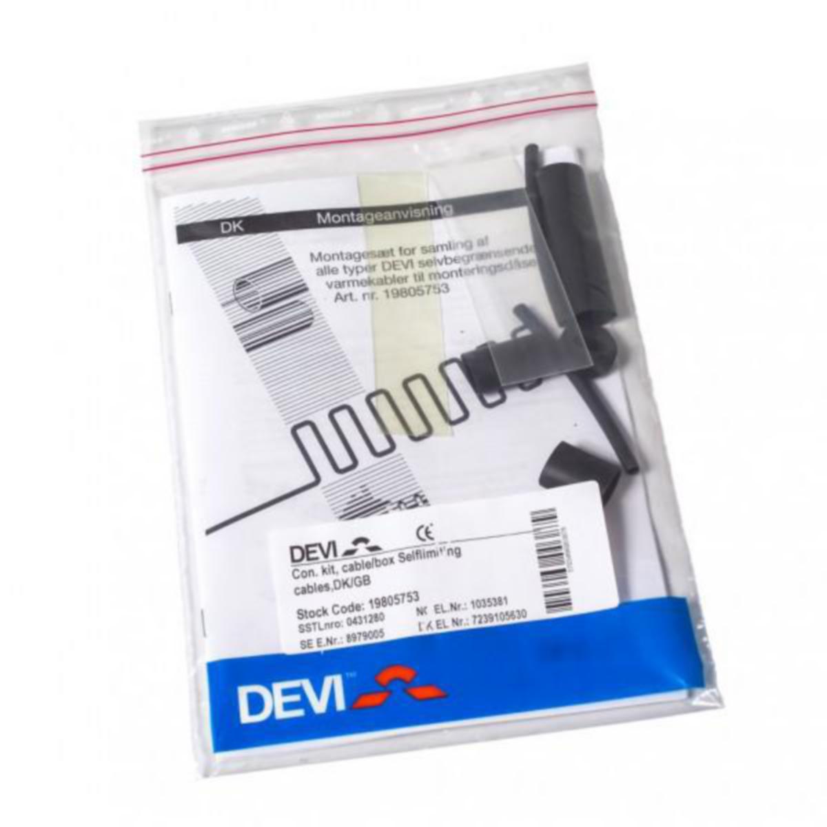 Kytkentä/loppupääte itserajoittuvalle lämmityskaapelille DEVI - KYTKENTÄ/LOPPUPÄÄTE DEVI RASIAAN ITSESÄÄTYVILLE