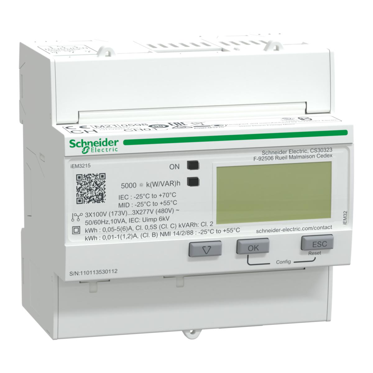 Energiamittari Schneider Electric Acti 9 iEM3000-sarja - ENERGIAMITTARI MID 4T ACTI 9 IEM3215 KWH-MITTARI CTX/5 MONI