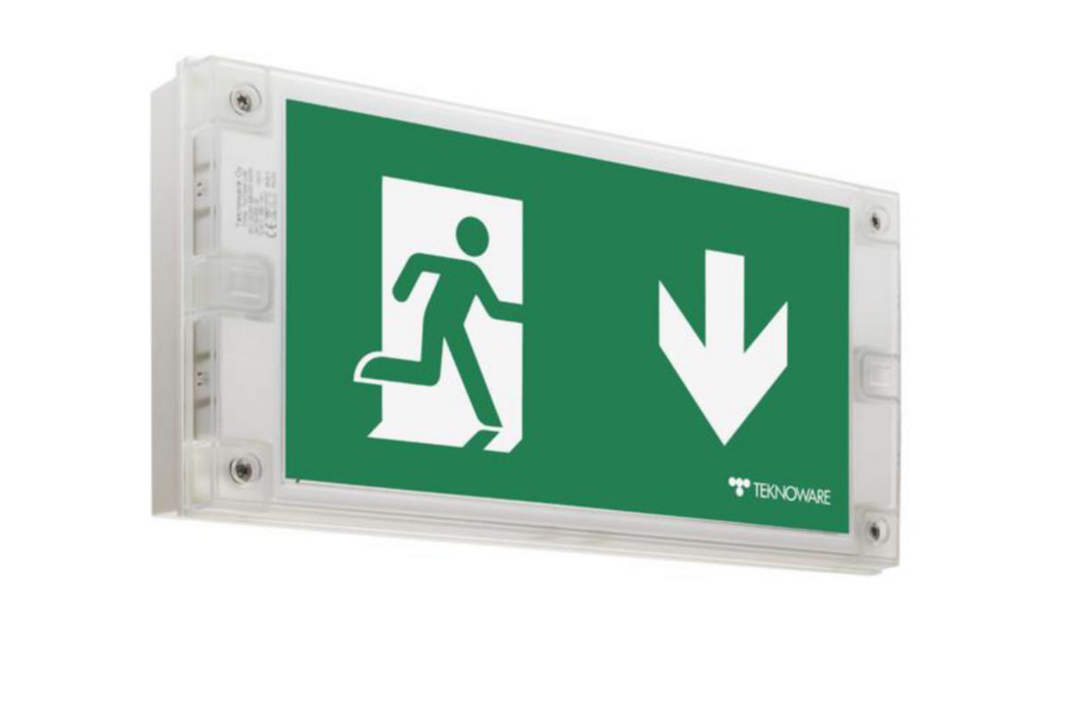 Opastevalaisin Teknoware Solid Exit oikealle/vasemmalle/alas - OPASTEVALAISIN SOLID EXIT TWT3051WK 230V IP65