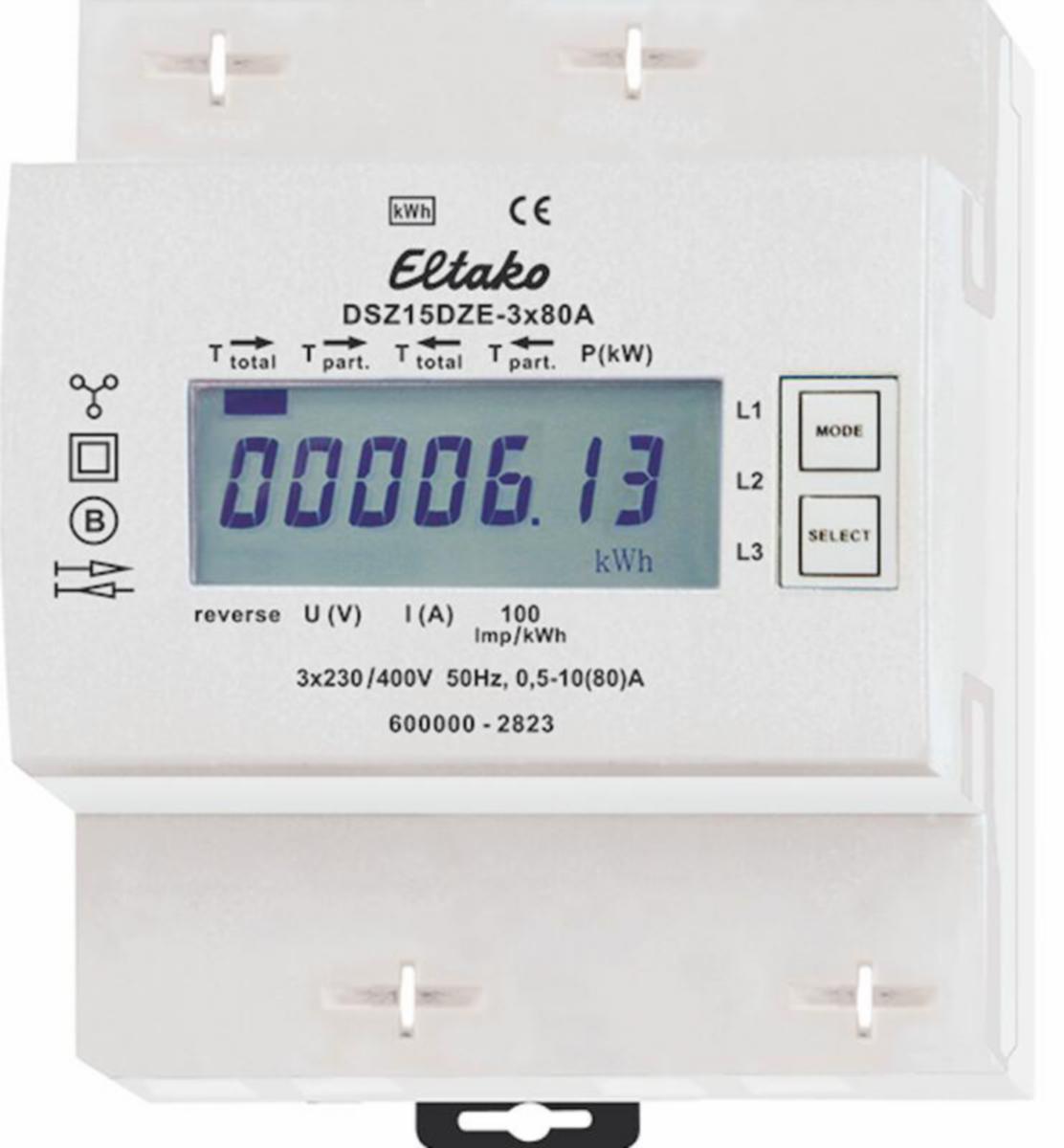 Energiamittari DIN Eltako Sarja 15 - ENERGIAMITTARI DIN SARJA 15 2-SUUNT,3X80A,4-DIN