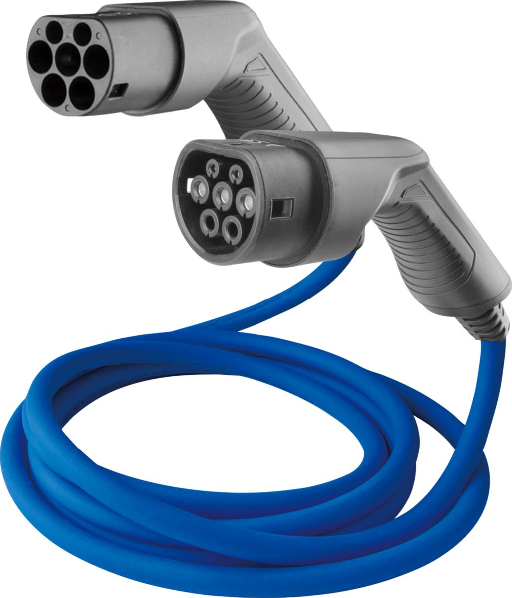 Latauskaapeli 1-vaihe, Mode 3, liitännät Type 2 - Type 2, Amptec - LATAUSKAAP 1-VAIHE T2 16A 5M 230V MAXTEHO 3.7KW MODE3