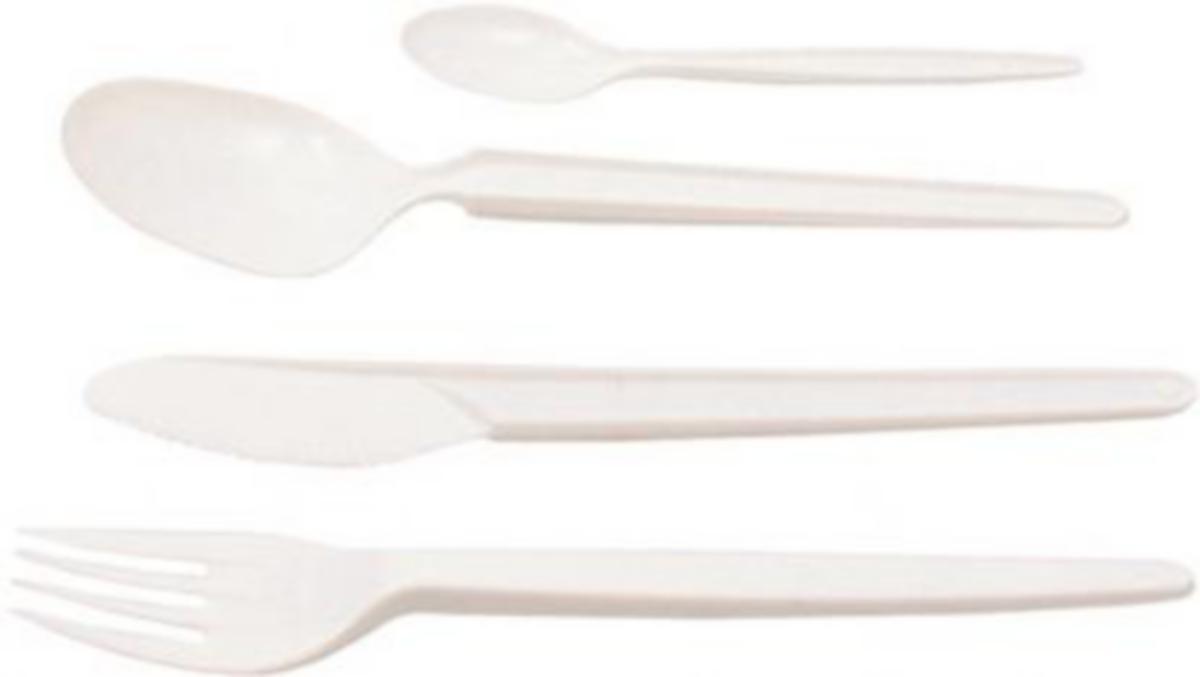 Kertakäyttöiset ruokailuvälineet - RUOKAILUVÄLINEET VEITSI MUOVI VALKOINEN 100-P