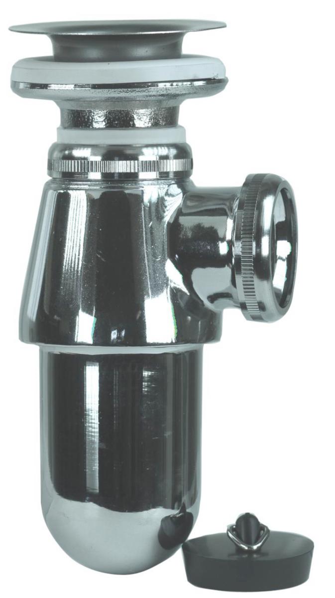 Metallinen pullovesilukko, sisältää pohjaventtiilin, 32 mm:n liitäntä - VESILUKKO + POHJAVENT KROMI