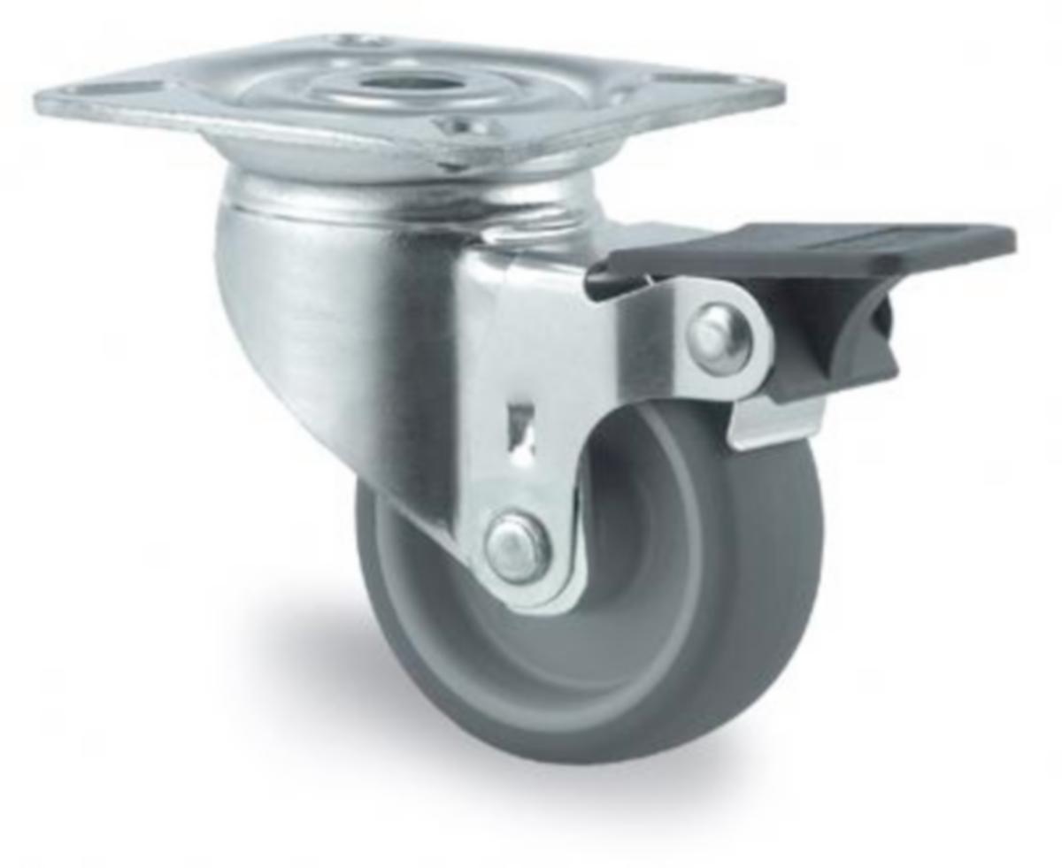 Kalustepyörä jarrulla liukulaakeroitu Tente - KÄÄNTÖPYÖRÄ TENTE75MM TERM JARRU 2477PJH075P40 PL.77X67MM