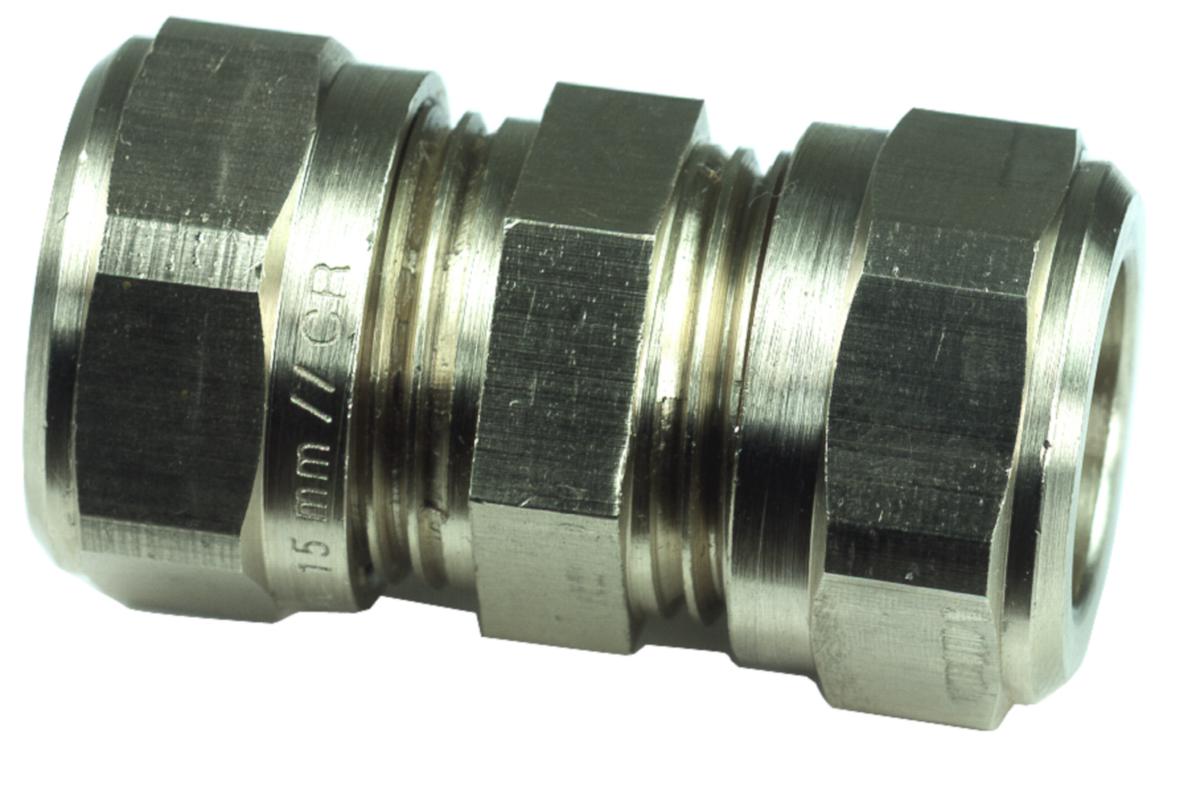 Puserrusliitin, suora, putki/putki - PUSERRUSLIITIN 12 MM