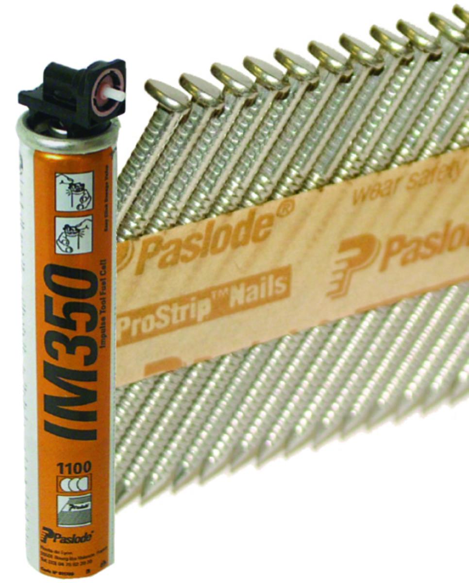 Konenaula Paslode IM350 34° teippisidottu, kuumasinkitty - Ulkotilat, Käyttöluokka 3 - KONENAULA 90X3.1 KS SILEÄ PASLODE 2500/PAK+KAASU IM90I
