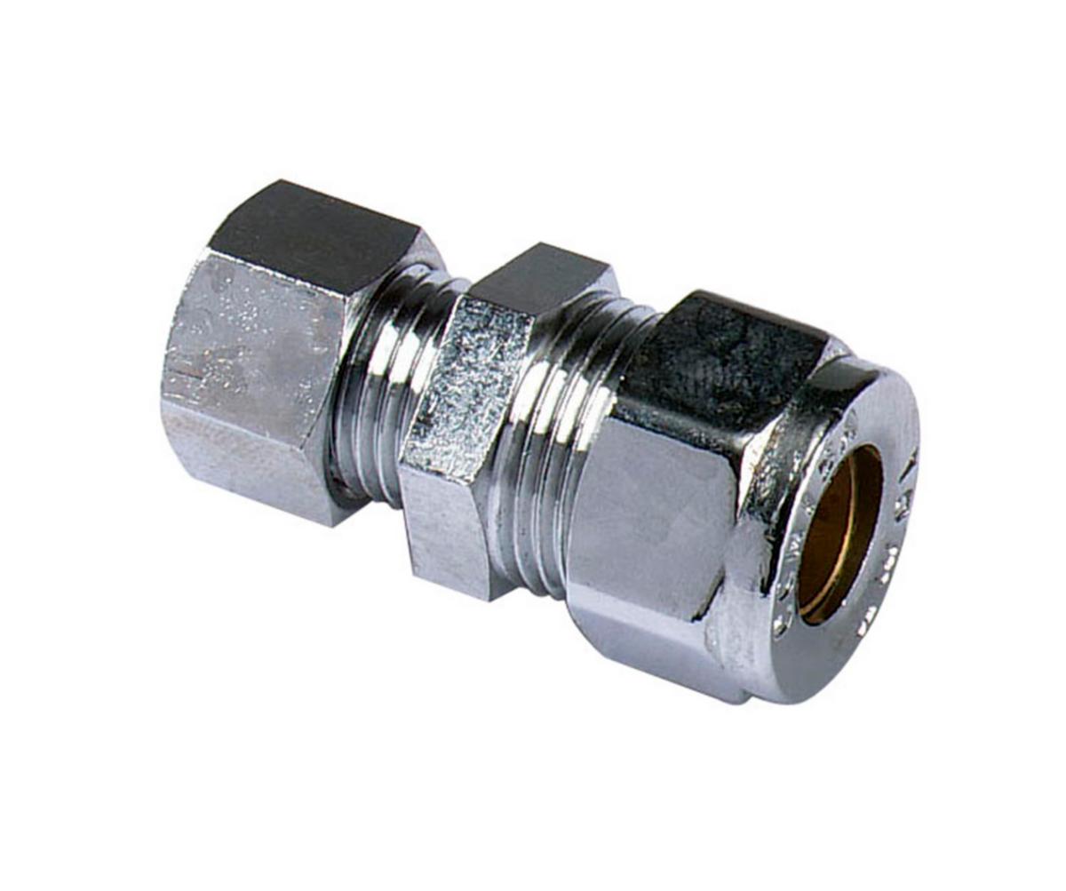 Puserrusliitin a-collection suora kromattu supistava - PUSERRUSLIITIN SUORA KROM 12X10 MM