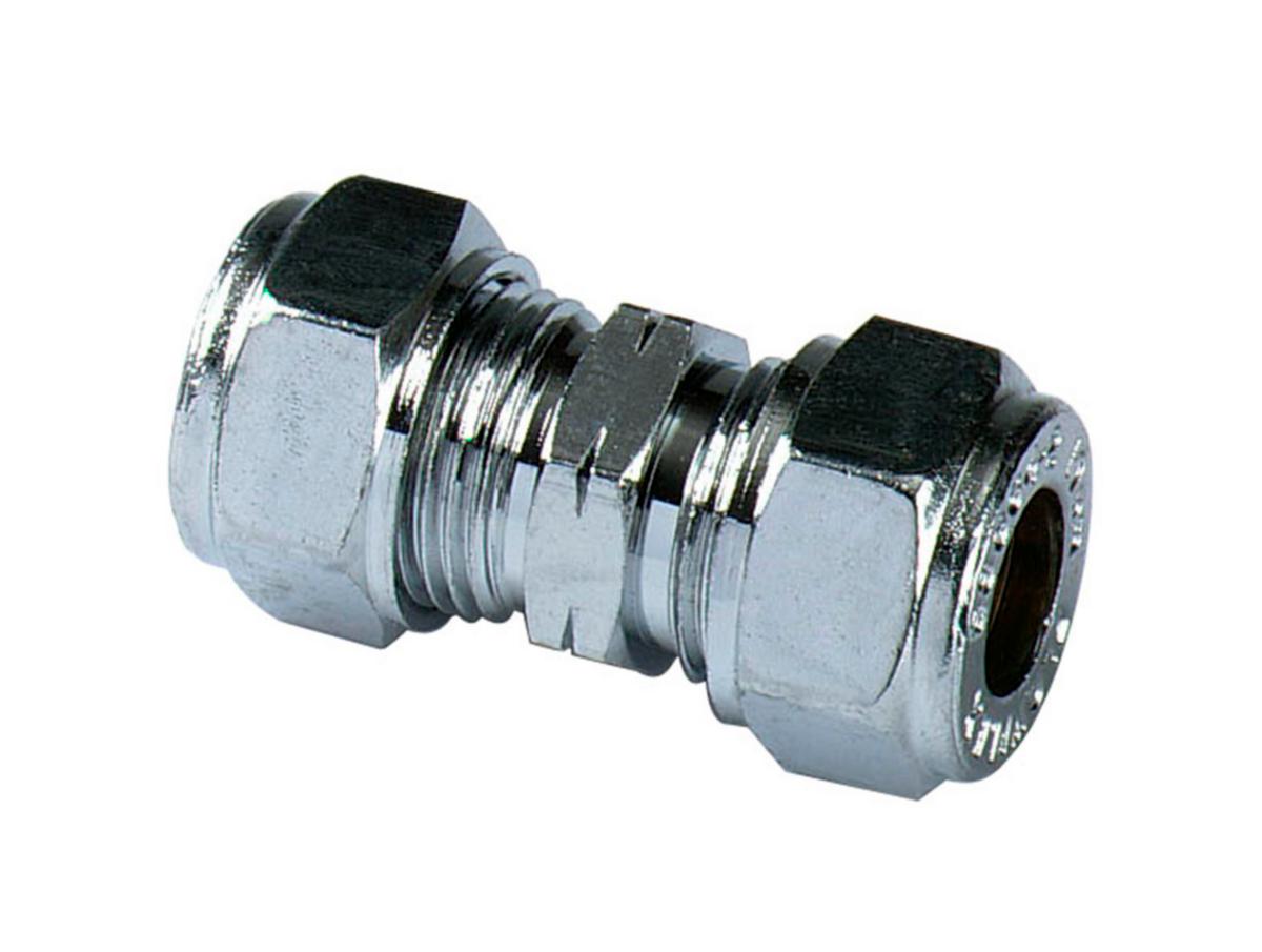 Puserrusliitin a-collection suora kromattu - PUSERRUSLIITIN SUORA KROM 15 MM